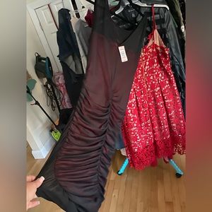 ruched black tulle with red dress underSexy fun great for confident curves